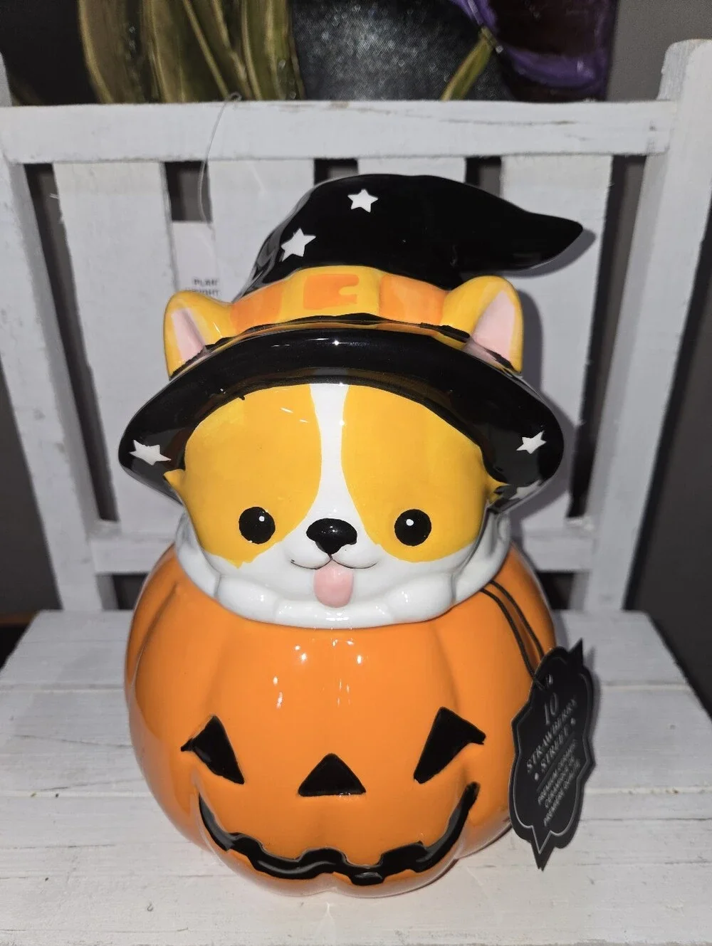 10 Strawberry Street Halloween Corgi Cookie Jar
